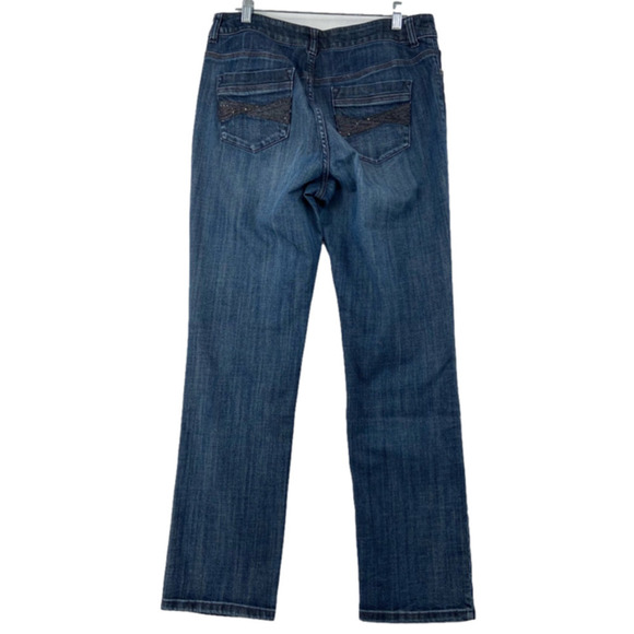 Chico's Platinum Jeans Ultimate Fit Slim Leg Stretch Denim Blue US Size 8 - Picture 7 of 13